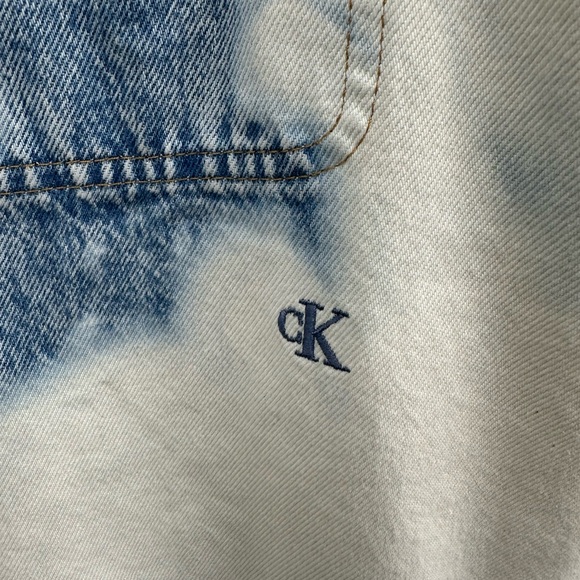 Calvin Klein Blue Big Sky Denim Shirt Jacket Shacket Tie Dye Size M - Picture 4 of 9